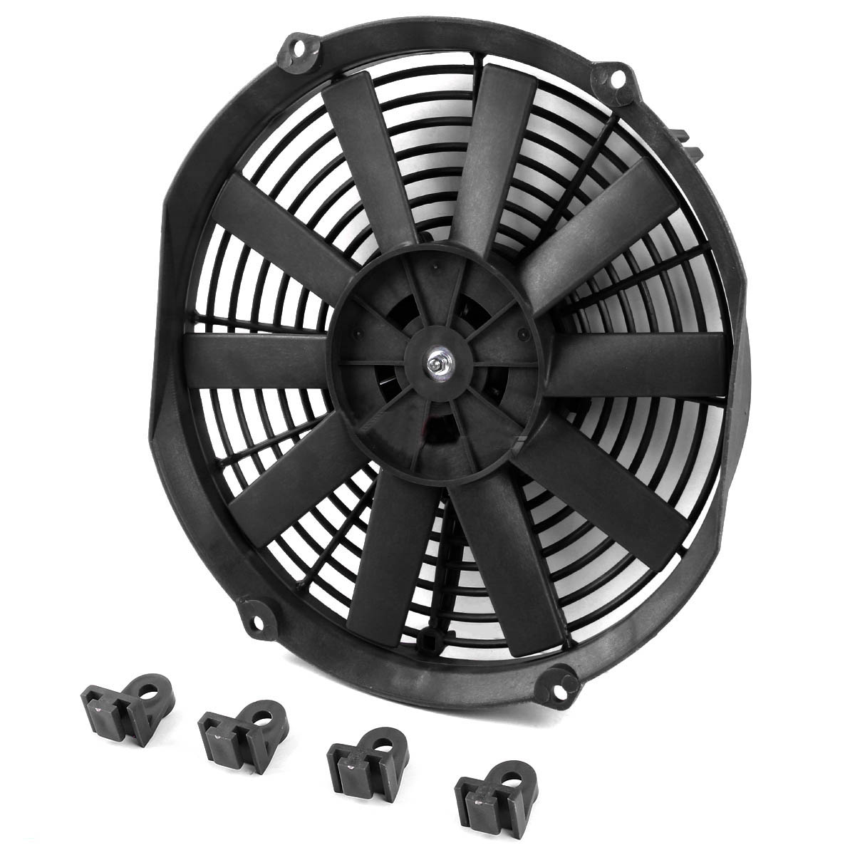 12 '' 12V Coche negro Eléctrico Slim Push / Pull Engine Bay Cooling / Radiator Fan + Kit de montaje